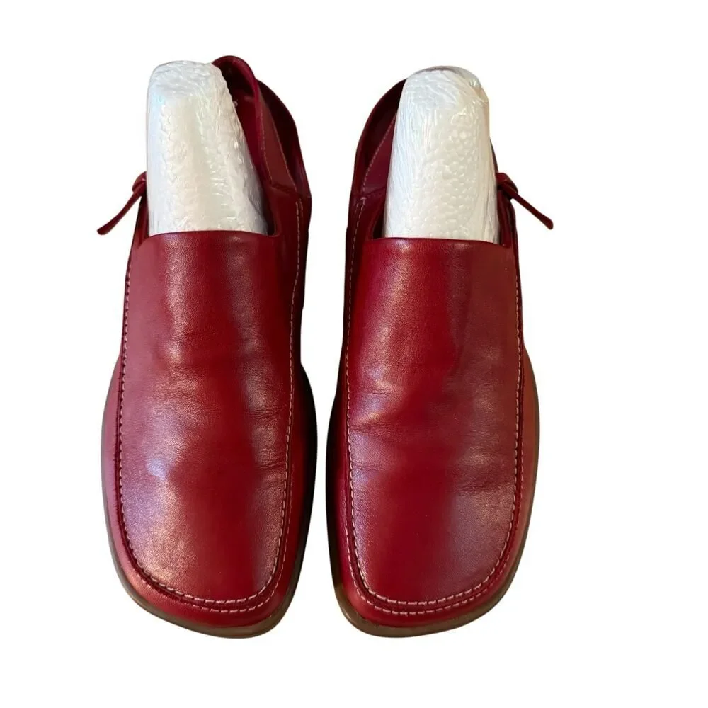 Ecco Men’s/Unisex Red Leather Clogs with Heel Strap Size 5.5 Men’s/8 Women’s